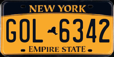 NY license plate GOL6342