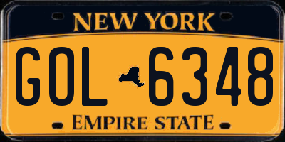 NY license plate GOL6348