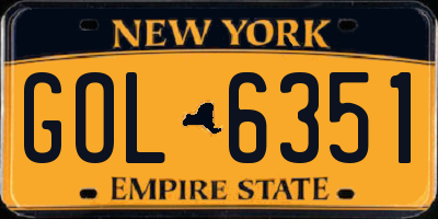 NY license plate GOL6351