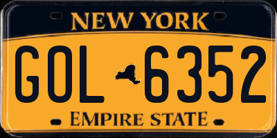 NY license plate GOL6352