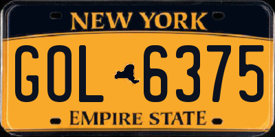 NY license plate GOL6375