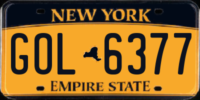 NY license plate GOL6377