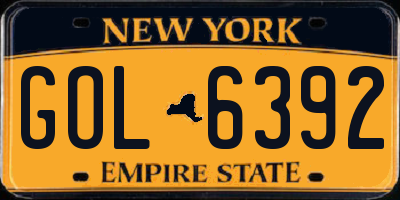 NY license plate GOL6392