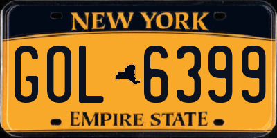 NY license plate GOL6399