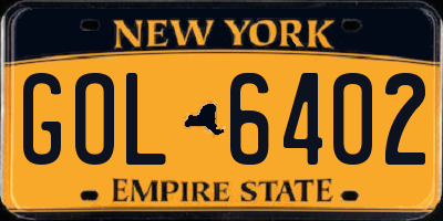 NY license plate GOL6402