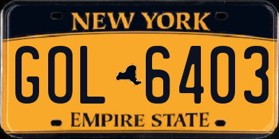 NY license plate GOL6403