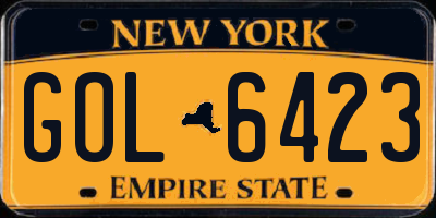 NY license plate GOL6423