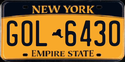 NY license plate GOL6430