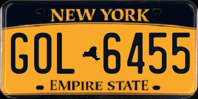 NY license plate GOL6455