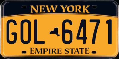 NY license plate GOL6471