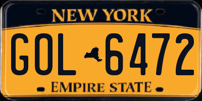 NY license plate GOL6472
