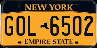 NY license plate GOL6502
