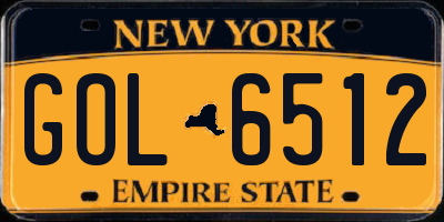 NY license plate GOL6512