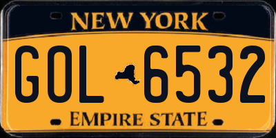 NY license plate GOL6532