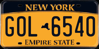 NY license plate GOL6540