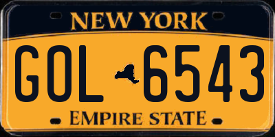 NY license plate GOL6543