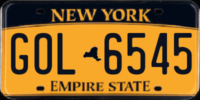 NY license plate GOL6545