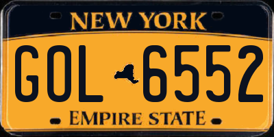 NY license plate GOL6552