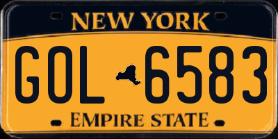 NY license plate GOL6583