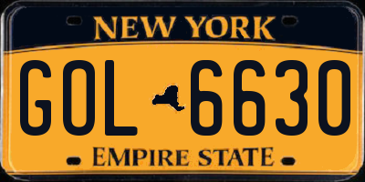 NY license plate GOL6630