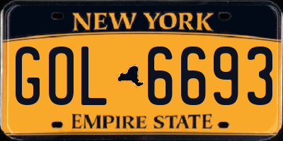 NY license plate GOL6693