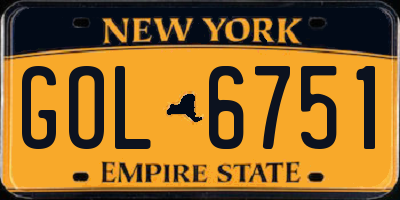 NY license plate GOL6751
