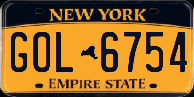 NY license plate GOL6754