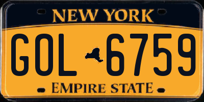 NY license plate GOL6759