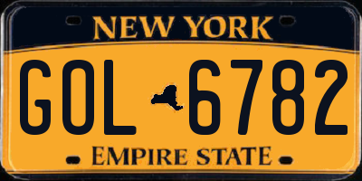 NY license plate GOL6782