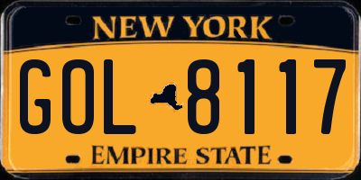 NY license plate GOL8117