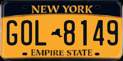 NY license plate GOL8149