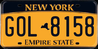 NY license plate GOL8158