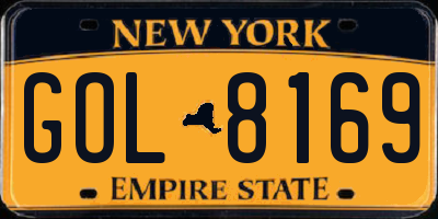 NY license plate GOL8169