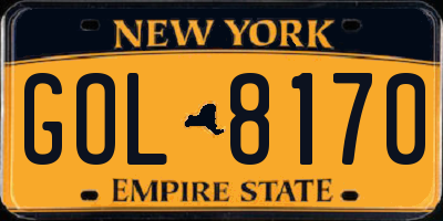 NY license plate GOL8170