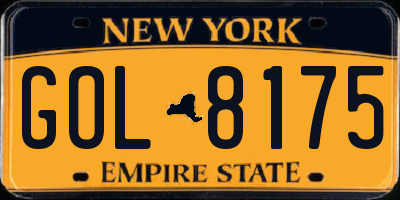 NY license plate GOL8175