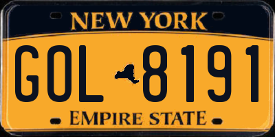 NY license plate GOL8191