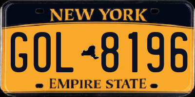 NY license plate GOL8196