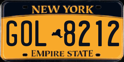 NY license plate GOL8212