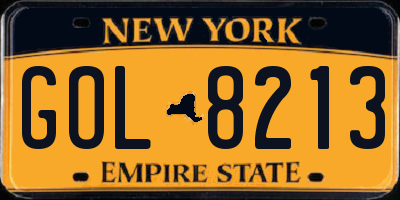NY license plate GOL8213