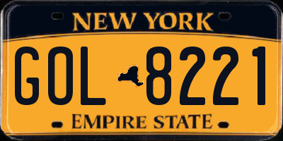 NY license plate GOL8221