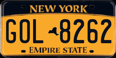 NY license plate GOL8262