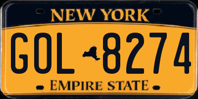 NY license plate GOL8274