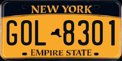 NY license plate GOL8301