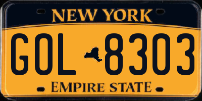 NY license plate GOL8303