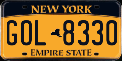 NY license plate GOL8330