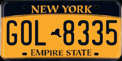 NY license plate GOL8335