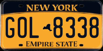 NY license plate GOL8338