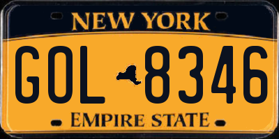 NY license plate GOL8346