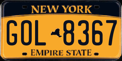 NY license plate GOL8367