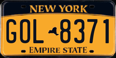 NY license plate GOL8371